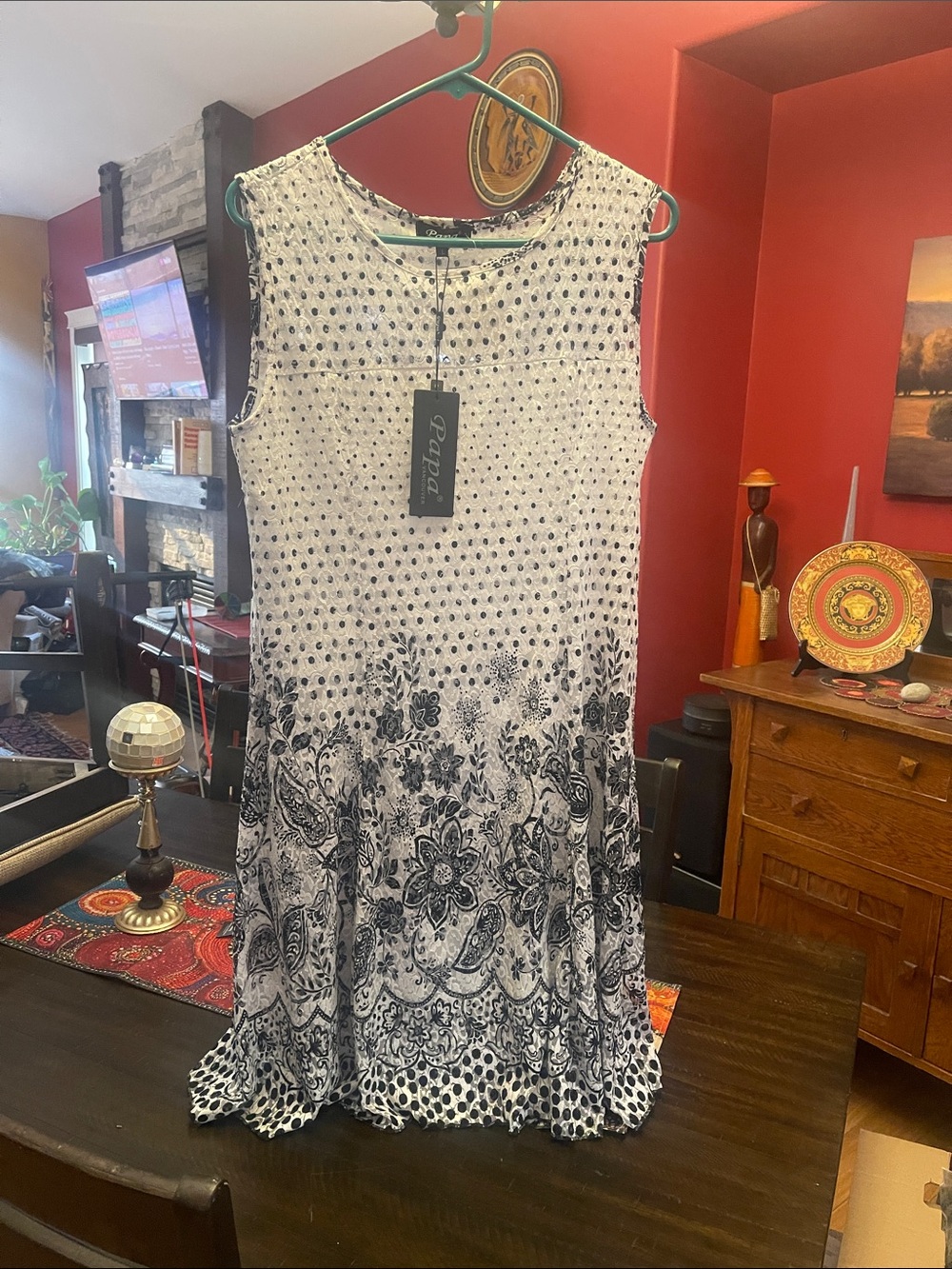 Papaya Black & White Sleeveless Printed A-Line Dress